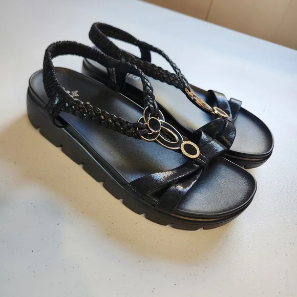 Alegria PG Lite Shoes ROZ Black ROZ-101 Size 39 9 Open Toe Wedge Sandals - Picture 9 of 10